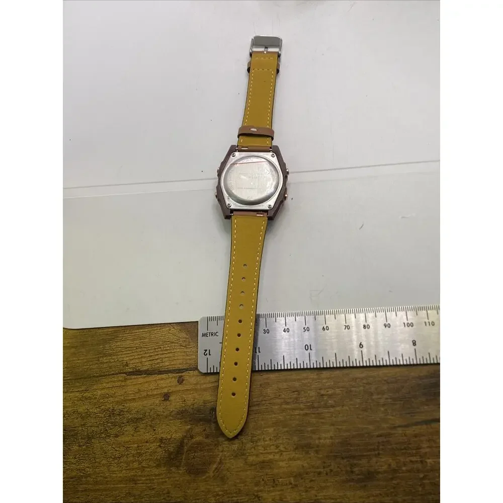 Freestyle Shark Rosegold Rhinestone Brown Leather Band Surfing Watch New Battery